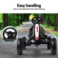 Australian electric Kids Cars - KidsCarz.com.au, Load image into Gallery viewer, Kids Ride On Pedal Go Kart with Rubber Tyres and Adjustable Seat | Black
 Load image into Gallery viewer, Kids Ride On Pedal Go Kart with Rubber Tyres and Adjustable Seat | Black