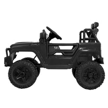 Kids Ride on Electric Car with Remote Control | Jeep Inspired Black from kidscarz.com.au, we sell affordable ride on toys, free shipping Australia wide, Load image into Gallery viewer, Kids Ride On Electric Car with Remote Control | Jeep Inspired | Black side
