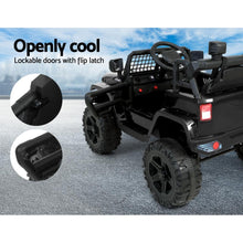 Kids Ride on Electric Car with Remote Control | Jeep Inspired Black from kidscarz.com.au, we sell affordable ride on toys, free shipping Australia wide, Load image into Gallery viewer, Kids Ride On Electric Car with Remote Control | Jeep Inspired | Black door

