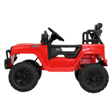 Kids Ride On Electric Car with Remote Control | Jeep Wrangler Inspired Red from kidscarz.com.au, we sell affordable ride on toys, free shipping Australia wide, Load image into Gallery viewer, Kids Ride On Electric Car with Remote Control | Jeep Inspired | Red side
