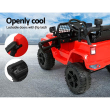 Kids Ride On Electric Car with Remote Control | Jeep Wrangler Inspired Red from kidscarz.com.au, we sell affordable ride on toys, free shipping Australia wide, Load image into Gallery viewer, Kids Ride On Electric Car with Remote Control | Jeep Inspired | Red door
