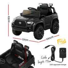 kidscarz.com.au, buy Black Licensed Toyota Tacoma Ride on Toy Car, 12V Kids Electric Car with Remote Control, electric toy cars and more, affordable Ride ons in Australia Black Licensed Toyota Tacoma Ride on Toy Car - 12V Kids Electric Car with Remote Control from kidscarz.com.au, we sell affordable ride on toys, free shipping Australia wide, Load image into Gallery viewer, Dimensions of an Officially Licensed Toyota Tacoma Ride on Toy, Black Off Road Jeep for Australia, 12V Battery Operated Electric Kids Ride On Toy Car with Remote Control.