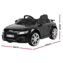 kidscarz.com.au, buy Kids Ride On Electric Car with Remote Control | Licensed Audi TT RS Ro, electric toy cars and more, affordable Ride ons in Australia Kids Ride On Electric Car with Remote Control | Licensed Audi TT RS Roadster | Black from kidscarz.com.au, we sell affordable ride on toys, free shipping Australia wide, Load image into Gallery viewer, Kids Ride On Electric Car with Remote Control | Licensed Audi TT RS Roadster | Black dimensions