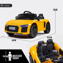 kidscarz.com.au, buy Kids Ride On Electric Car with Remote Control | Licensed Audi R8 Spyde, electric toy cars and more, affordable Ride ons in Australia Kids Ride On Electric Car with Remote Control | Licensed Audi R8 Spyder | Yellow from kidscarz.com.au, we sell affordable ride on toys, free shipping Australia wide, Load image into Gallery viewer, Kids Ride On Electric Car with Remote Control | Licensed Audi R8 Spyder | Yellow