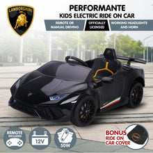 kidscarz.com.au, buy Kahuna Lamborghini Performante Kids Electric Ride On Car Remote Contro, electric toy cars and more, affordable Ride ons in Australia Kahuna Lamborghini Performante Kids Electric Ride On Car Remote Control - Black from kidscarz.com.au, we sell affordable ride on toys, free shipping Australia wide, Load image into Gallery viewer, Kahuna Lamborghini Performante Kids Electric Ride On Car Remote Control - Black