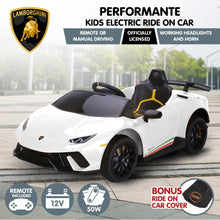 kidscarz.com.au, buy Kahuna Lamborghini Performante Kids Electric Ride On Car Remote Contro, electric toy cars and more, affordable Ride ons in Australia Kahuna Lamborghini Performante Kids Electric Ride On Car Remote Control by Kahuna - White from kidscarz.com.au, we sell affordable ride on toys, free shipping Australia wide, Load image into Gallery viewer, Kahuna Lamborghini Performante Kids Electric Ride On Car Remote Control by Kahuna - White