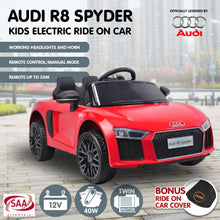 kidscarz.com.au, buy Kahuna R8 Spyder Audi Licensed Kids Electric Ride On Car Remote Contro, electric toy cars and more, affordable Ride ons in Australia Kahuna R8 Spyder Audi Licensed Kids Electric Ride On Car Remote Control - Red from kidscarz.com.au, we sell affordable ride on toys, free shipping Australia wide, Load image into Gallery viewer, Kahuna R8 Spyder Audi Licensed Kids Electric Ride On Car Remote Control - Red
