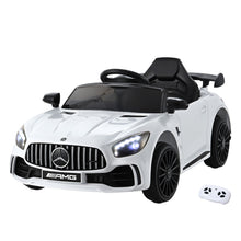 Licensed White Mercedes-Benz AMG GTR with Remote Control - 12V Kids Ride On Electric Car from kidscarz.com.au, we sell affordable ride on toys, free shipping Australia wide, Load image into Gallery viewer, Licensed White Mercedes-Benz AMG GTR with Remote Control - 12V Kids Ride On Electric Car
