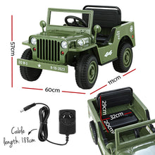 Kids Ride On Electric Car with Remote Control |Off Road Military | Olive from kidscarz.com.au, we sell affordable ride on toys, free shipping Australia wide, Load image into Gallery viewer, Kids Ride On Electric Car with Remote Control |Off Road Military | Olive
