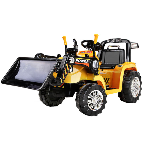 Bulldozer Digger Kids Ride On Toy Truck Electric Remote Control - Yellow