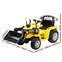 Best Kids Ride On Electric Bulldozer Digger with Remote Control | Yellow Truck Work Style Ride On from kidscarz.com.au, we sell affordable ride on toys, free shipping Australia wide, Load image into Gallery viewer, Bulldozer Digger Kids Ride On Toy Truck Electric Remote Control - Yellow dimensions
