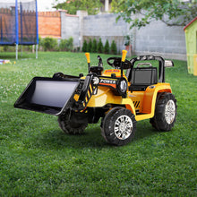 Best Kids Ride On Electric Bulldozer Digger with Remote Control | Yellow Truck Work Style Ride On from kidscarz.com.au, we sell affordable ride on toys, free shipping Australia wide, Load image into Gallery viewer, Bulldozer Digger Kids Ride On Toy Truck Electric Remote Control - Yellow full view
