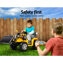 Best Kids Ride On Electric Bulldozer Digger with Remote Control | Yellow Truck Work Style Ride On from kidscarz.com.au, we sell affordable ride on toys, free shipping Australia wide, Load image into Gallery viewer, Bulldozer Digger Kids Ride On Toy Truck Electric Remote Control - Yellow adult override
