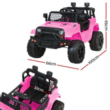 Kids Ride On Electric Car with Remote Control | Jeep Wrangler Inspired Pink from kidscarz.com.au, we sell affordable ride on toys, free shipping Australia wide, Load image into Gallery viewer, Kids Ride On Electric Car with Remote Control | Jeep Wrangler Inspired | Pink dimensions
