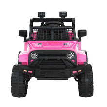 Kids Ride On Electric Car with Remote Control | Jeep Wrangler Inspired Pink from kidscarz.com.au, we sell affordable ride on toys, free shipping Australia wide, Load image into Gallery viewer, Kids Ride On Electric Car with Remote Control | Jeep Wrangler Inspired | Pink front

