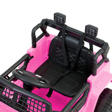 Kids Ride On Electric Car with Remote Control | Jeep Wrangler Inspired Pink from kidscarz.com.au, we sell affordable ride on toys, free shipping Australia wide, Load image into Gallery viewer, Kids Ride On Electric Car with Remote Control | Jeep Wrangler Inspired | Pink seat
