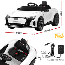 Audi Ride On Car Electric Sports Toy Cars RS e-tron GT Licensed Rigo White 12V from kidscarz.com.au, we sell affordable ride on toys, free shipping Australia wide, Load image into Gallery viewer, Audi Ride On Car Electric Sports Toy Cars RS e-tron GT Licensed Rigo White 12V
