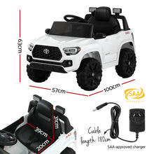 Officially Licensed Toyota Tacoma Off Road Jeep for Australia, Electric Kids Ride On Car with Remote Control, White from kidscarz.com.au, we sell affordable ride on toys, free shipping Australia wide, Load image into Gallery viewer, Dimensions of  your Officially Licensed Toyota Tacoma Off Road Jeep for Australia, White Electric Kids Ride On Toy Car with Remote Control

