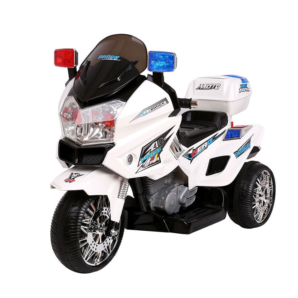 www.kidscarz.com.au, electric toy car, affordable Ride ons in Australia, Electric Kids Ride On 12V Electric Motorbike, Police Inspired Motorcycle | White
