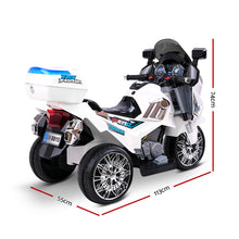 Electric Kids Ride On 12V Electric Motorbike, Police Inspired Motorcycle | White from kidscarz.com.au, we sell affordable ride on toys, free shipping Australia wide, Load image into Gallery viewer, Electric Kids Ride On 12V Electric Motorbike, Police Inspired Motorcycle | White
