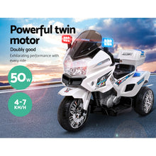 Electric Kids Ride On 12V Electric Motorbike, Police Inspired Motorcycle | White from kidscarz.com.au, we sell affordable ride on toys, free shipping Australia wide, Load image into Gallery viewer, Electric Kids Ride On 12V Electric Motorbike, Police Inspired Motorcycle | White
