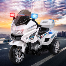Electric Kids Ride On 12V Electric Motorbike, Police Inspired Motorcycle | White from kidscarz.com.au, we sell affordable ride on toys, free shipping Australia wide, Load image into Gallery viewer, Electric Kids Ride On 12V Electric Motorbike, Police Inspired Motorcycle | White
