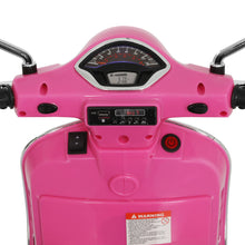 Kids Ride On Car Motorcycle Motorbike VESPA Licensed Scooter Electric Toys Pink from kidscarz.com.au, we sell affordable ride on toys, free shipping Australia wide, Load image into Gallery viewer, Kids Ride On Car Motorcycle Motorbike VESPA Licensed Scooter Electric Toys Pink
