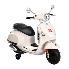 Kids Ride On Car Motorcycle Motorbike VESPA Licensed Scooter Electric Toys White from kidscarz.com.au, we sell affordable ride on toys, free shipping Australia wide, Load image into Gallery viewer, Kids Ride On Car Motorcycle Motorbike VESPA Licensed Scooter Electric Toys White
