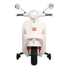 Kids Ride On Car Motorcycle Motorbike VESPA Licensed Scooter Electric Toys White from kidscarz.com.au, we sell affordable ride on toys, free shipping Australia wide, Load image into Gallery viewer, Kids Ride On Car Motorcycle Motorbike VESPA Licensed Scooter Electric Toys White
