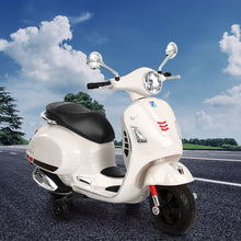 Kids Ride On Car Motorcycle Motorbike VESPA Licensed Scooter Electric Toys White from kidscarz.com.au, we sell affordable ride on toys, free shipping Australia wide, Load image into Gallery viewer, Kids Ride On Car Motorcycle Motorbike VESPA Licensed Scooter Electric Toys White
