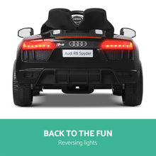 Kids Ride On 12V Electric Car with Remote Control Licensed Audi R8 Spyder | Black from kidscarz.com.au, we sell affordable ride on toys, free shipping Australia wide, Load image into Gallery viewer, Kids Ride On Electric Car with Remote Control | Licensed Audi R8 | Black back

