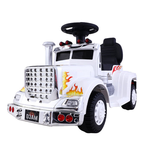 image of a white ride on truck which is the best ride on toy truck white - truck ride on toys for kids in Australia