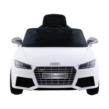 Kids Ride On Electric Car with Remote Control | Licensed Audi TT RS Roadster | White from kidscarz.com.au, we sell affordable ride on toys, free shipping Australia wide, Load image into Gallery viewer, Kids Ride On Electric Car with Remote Control | Licensed Audi TT RS Roadster | White front
