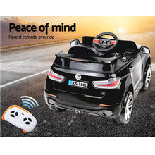 Black BMW X5 toy car Inspired Kids Ride On Electric Car with Remote Control from kidscarz.com.au, we sell affordable ride on toys, free shipping Australia wide, Load image into Gallery viewer, Kids Ride On Electric Car with Remote Control | BMW X5 Inspired | Black back

