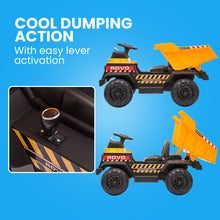 ROVO KIDS Electric Ride On Children's Toy Dump Truck with Bluetooth Music - Yellow from kidscarz.com.au, we sell affordable ride on toys, free shipping Australia wide, Load image into Gallery viewer, ROVO KIDS Electric Ride On Children&#39;s Toy Dump Truck with Bluetooth Music - Yellow
