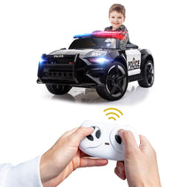 ROVO KIDS Ride-On Car Mustang Children Police Patrol Electric Toy w/ Remote Control Black/White from kidscarz.com.au, we sell affordable ride on toys, free shipping Australia wide, Load image into Gallery viewer, ROVO KIDS Ride-On Car Mustang Children Police Patrol Electric Toy w/ Remote Control Black/White
