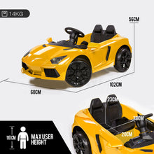 ROVO KIDS Lamborghini Inspired Ride-On Car, Remote Control, Battery Charger, Yellow from kidscarz.com.au, we sell affordable ride on toys, free shipping Australia wide, Load image into Gallery viewer, ROVO KIDS Lamborghini Inspired Ride-On Car, Remote Control, Battery Charger, Yellow
