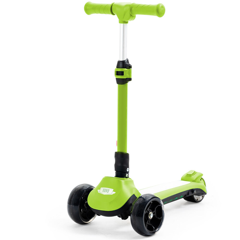 www.kidscarz.com.au, electric toy car, affordable Ride ons in Australia, ROVO KIDS 3-Wheel Electric Scooter, Ages 3-8, Adjustable Height, Folding, Lithium Battery, Green