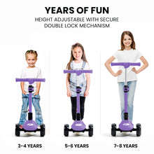 ROVO KIDS 3-Wheel Electric Scooter, Ages 3-8, Adjustable Height, Folding, Lithium Battery, Purple from kidscarz.com.au, we sell affordable ride on toys, free shipping Australia wide, Load image into Gallery viewer, ROVO KIDS 3-Wheel Electric Scooter, Ages 3-8, Adjustable Height, Folding, Lithium Battery, Purple
