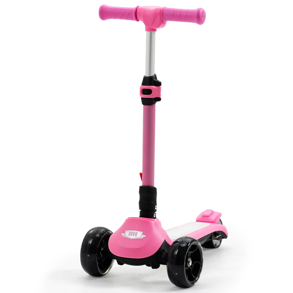 www.kidscarz.com.au, electric toy car, affordable Ride ons in Australia, ROVO KIDS 3-Wheel Electric Scooter, Ages 3-8, Adjustable Height, Folding, Lithium Battery, Pink