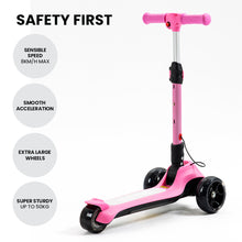 ROVO KIDS 3-Wheel Electric Scooter, Ages 3-8, Adjustable Height, Folding, Lithium Battery, Pink from kidscarz.com.au, we sell affordable ride on toys, free shipping Australia wide, Load image into Gallery viewer, ROVO KIDS 3-Wheel Electric Scooter, Ages 3-8, Adjustable Height, Folding, Lithium Battery, Pink
