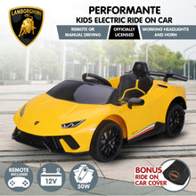 Kahuna Lamborghini Performante Kids Electric Ride On Car Remote Control - Yellow from kidscarz.com.au, we sell affordable ride on toys, free shipping Australia wide, Load image into Gallery viewer, Kahuna Lamborghini Performante Kids Electric Ride On Car Remote Control - Yellow
